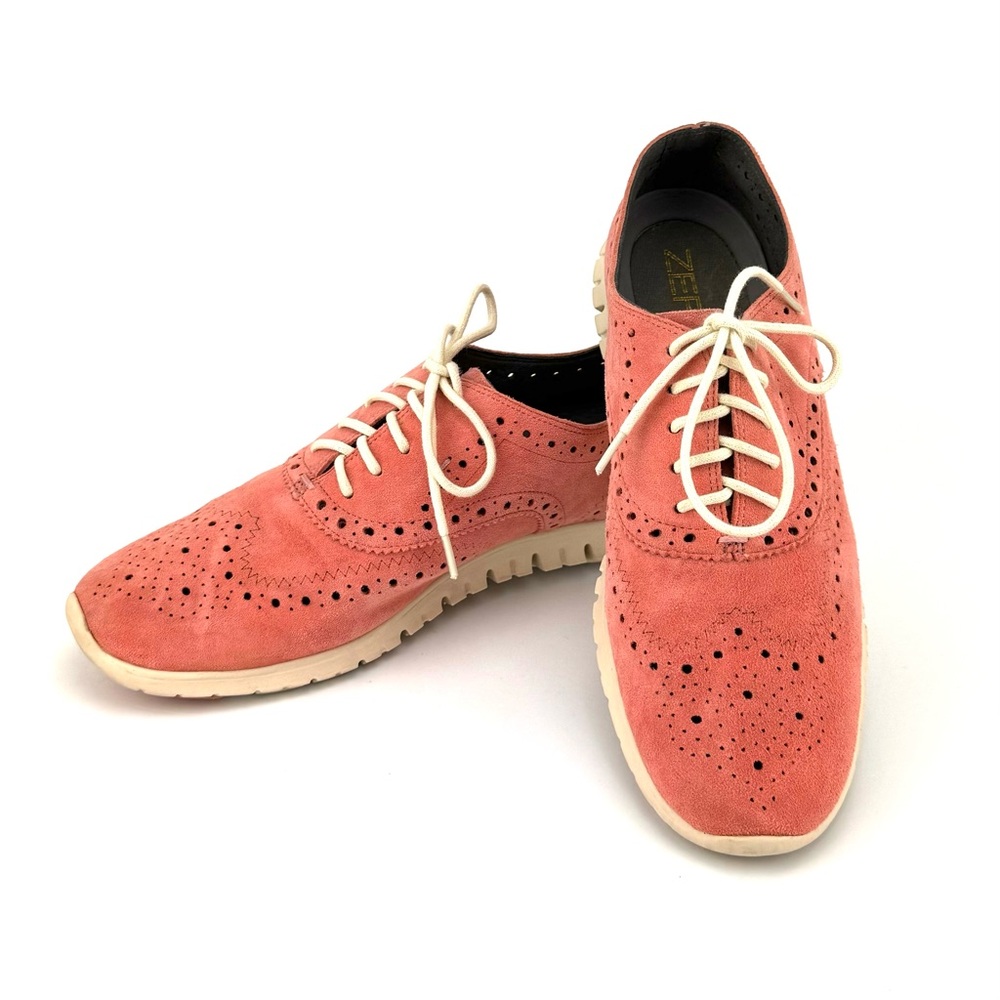 Cole Haan Zerogrand Women Sneakers size 7B Wing tip Suede Salmon